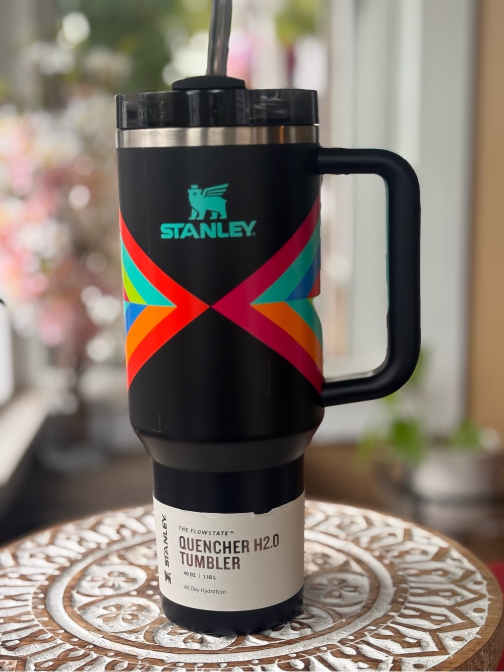 Stanley Black Neon Quencher H2.0 FlowState Tumbler 40 oz New